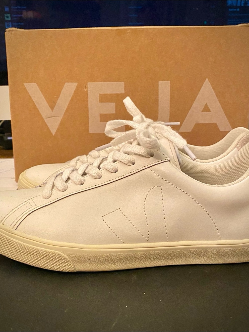 Veja Men's Leather Low-Top Sneakers in Off-White